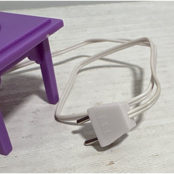 Dollhouse Lamp on End Table Purple With Clear Shade & Plug-In Cord 3" Tall - Picture 3 of 4
